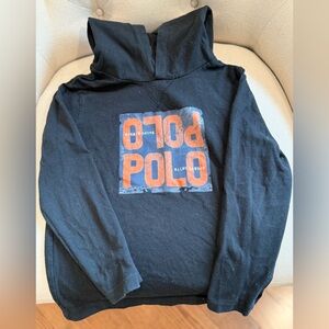 Kids Ralph Lauren Black Hooded Long Sleeve Tee, Size 6